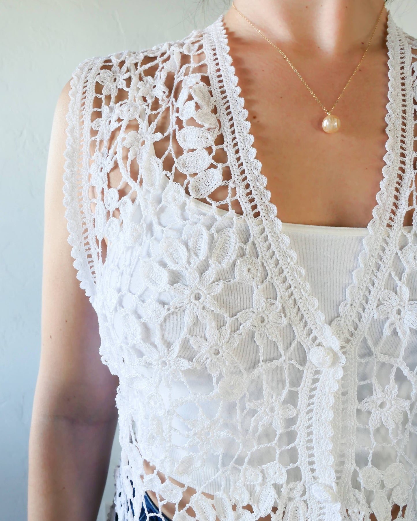Jasmine Crochet Vest in Natural