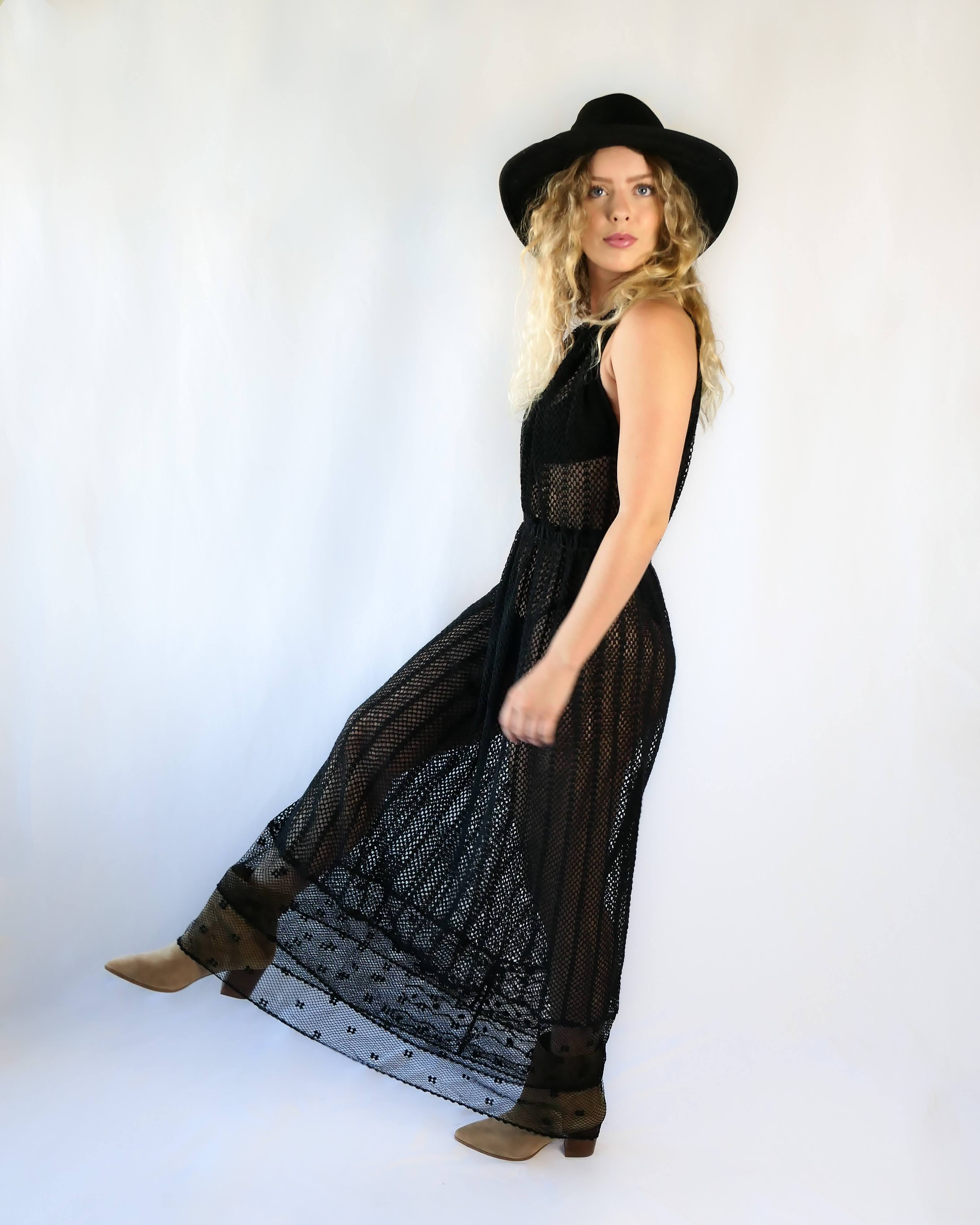 Boho chic black on sale dress