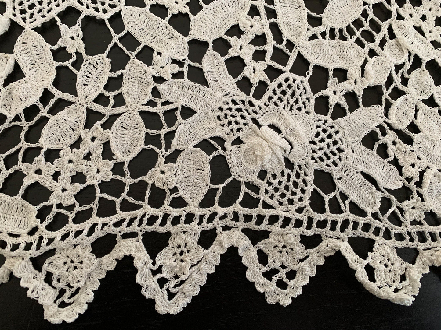 Lim's Vintage All Hand Crochet Throw Blanket 84" x 46" Rectangular Shape, Color White