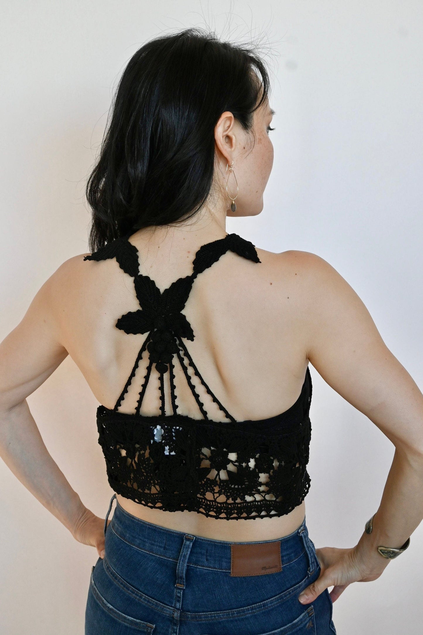 Hand Crocheted Bra Top with Grape Leaf Shoulder Straps