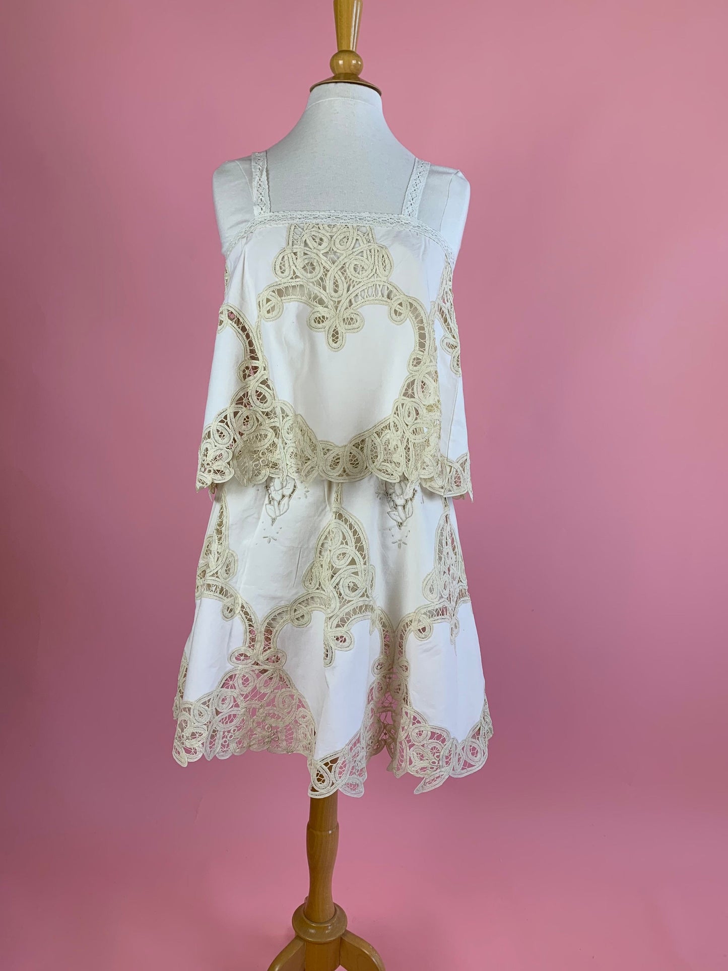 Battenberg Lace and Embroidery Cover-up, Cami & Skirt Set