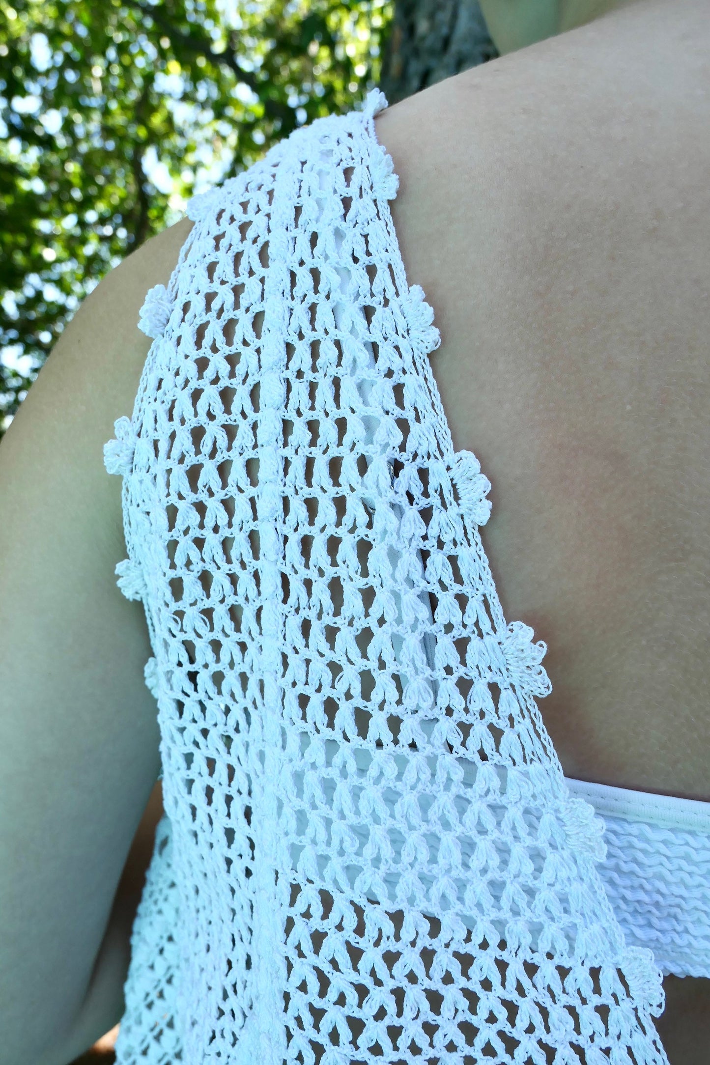 Lim's Vintage All Hand Crochet Cover-up, Color White