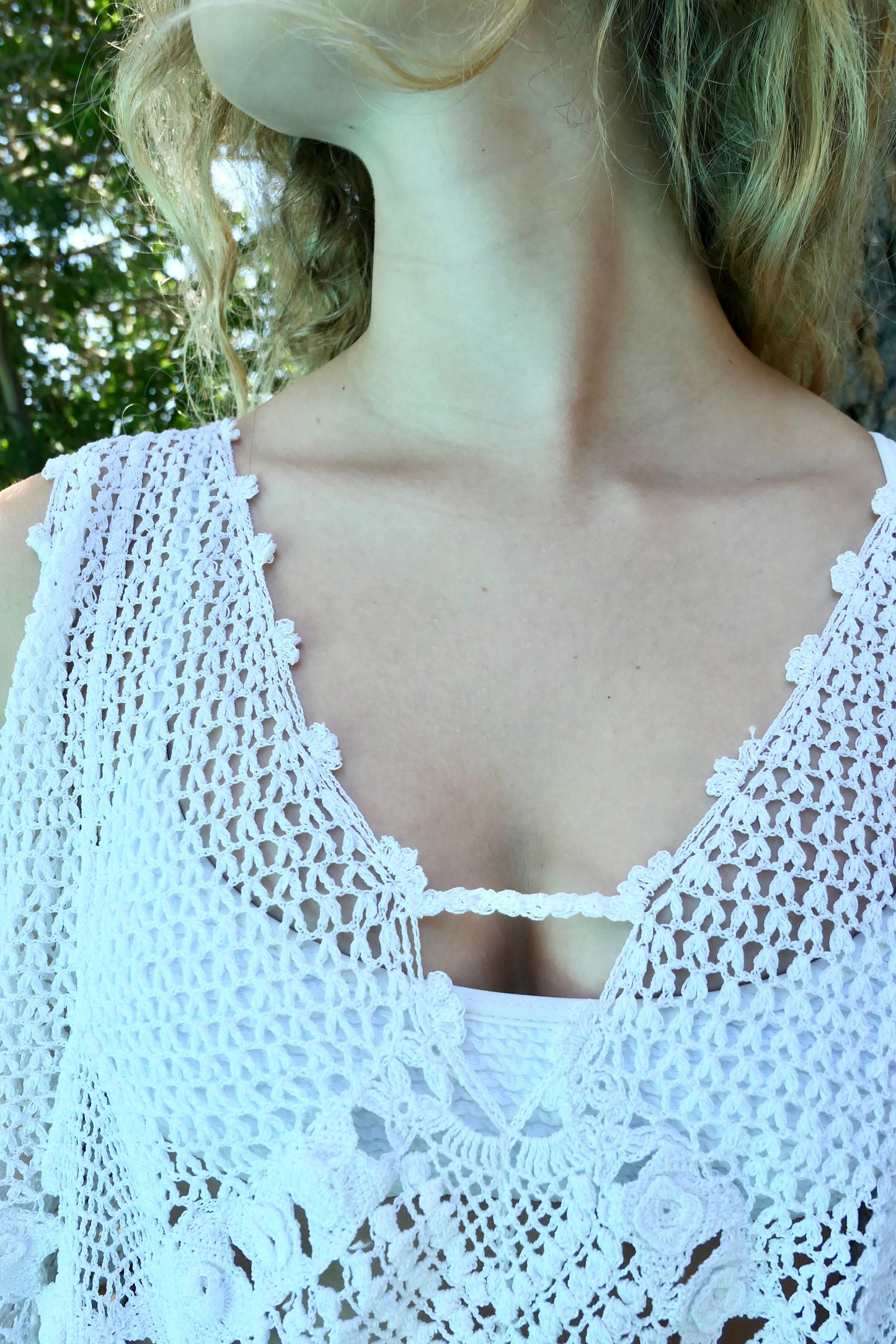 Lim's Vintage All Hand Crochet Cover-up, Color White