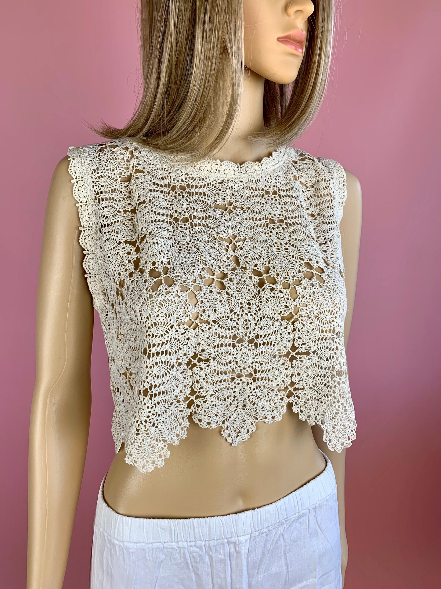 Vintage Doily Crop Tank Top